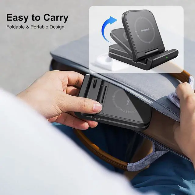 Alt view image 10 of 14 - Wireless Charger for Z Flip, Foldable Fast Wireless Charging Stand for Galaxy Z Flip 5/Z Flip 4/Z Flip 3, Charging Station for Galaxy Z Flip Series/Moto Razr+(No Adapter)
