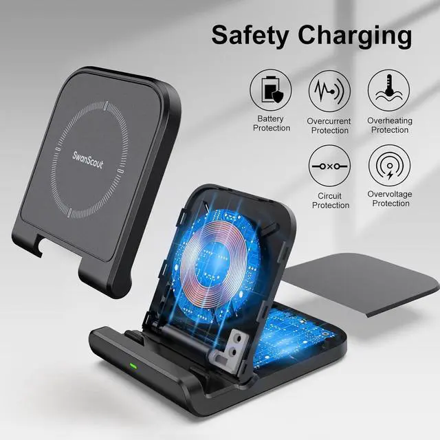 Alt view image 11 of 14 - Wireless Charger for Z Flip, Foldable Fast Wireless Charging Stand for Galaxy Z Flip 5/Z Flip 4/Z Flip 3, Charging Station for Galaxy Z Flip Series/Moto Razr+(No Adapter)