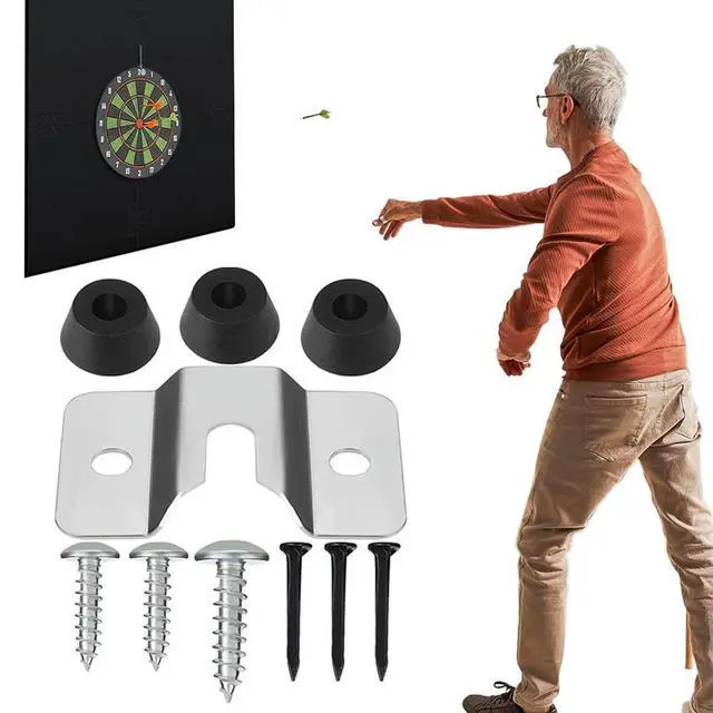 Alt view image 7 of 10 - 1 Set Dartboard Mounting Bracket Hardware Kit with Pads and Screws Dartboard Hanger Wall Bracket for Hanging Dartboard