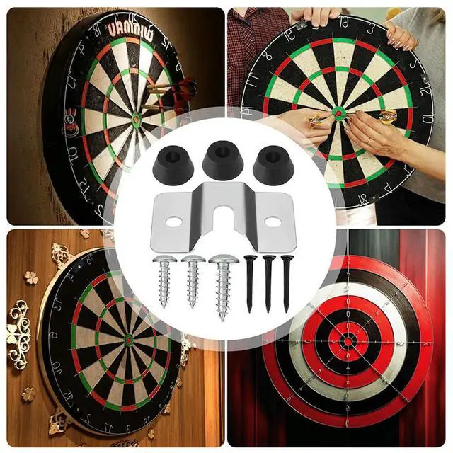 Alt view image 9 of 10 - 1 Set Dartboard Mounting Bracket Hardware Kit with Pads and Screws Dartboard Hanger Wall Bracket for Hanging Dartboard