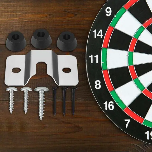 Alt view image 10 of 10 - 1 Set Dartboard Mounting Bracket Hardware Kit with Pads and Screws Dartboard Hanger Wall Bracket for Hanging Dartboard