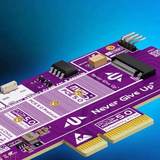 Alt view image 5 of 8 - PCIe5.0 4X to M.2 NVMe Adapter Card with Remote Control for Computer Power Management and Real Time Feedback