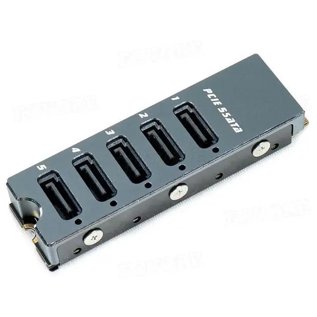 Alt view image 4 of 6 - M2 to 5 Ports SATA Converter NVME SATA Adaptor M.2 PCIe Key M 6Gbps SSD SATA3.0 Adapter Expansion Card With Case For Desktop