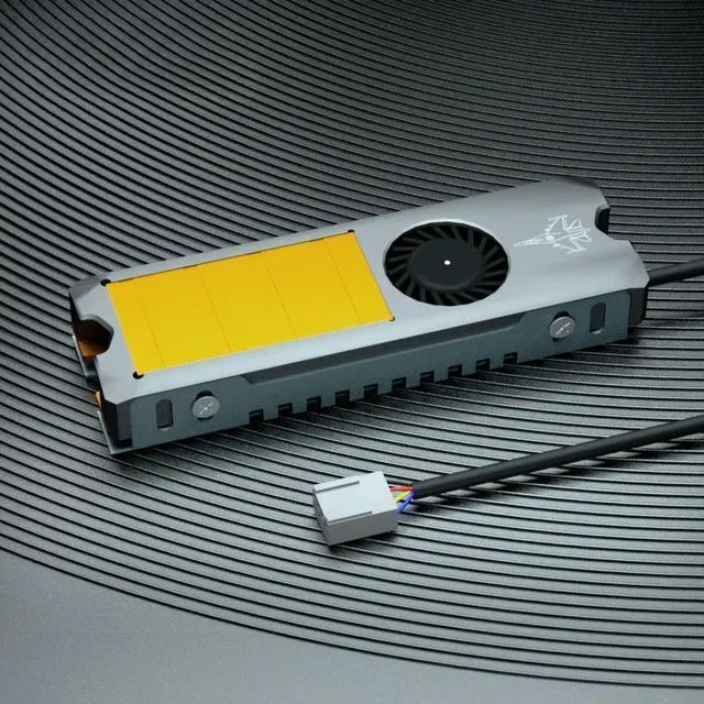 Alt view image 6 of 6 - M.2 2280 NVMe SSD Active Cooler 4Pin PWM Fan Aluminum Heatsink Temp Control Radiator