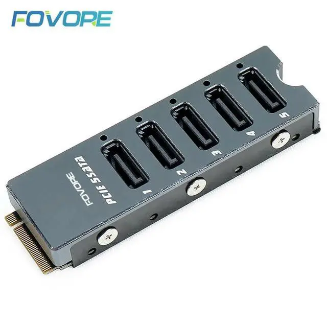 Alt view image 5 of 6 - M2 to 5 Ports SATA Converter NVME SATA Adaptor M.2 PCIe Key M 6Gbps SSD SATA3.0 Adapter Expansion Card With Case For Desktop