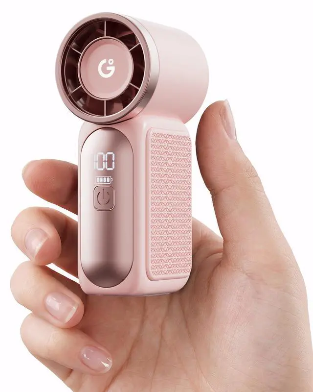 Alt view image 8 of 14 - Portable Handheld Mini Fan, 6 Speeds 16900 RPM High Velocity Personal Fan with LED Display, USB Rechargeable, Mini Fan with Lanyard for Makeup, Travel, Outdoor Fan for Women Girl Gift, Pink