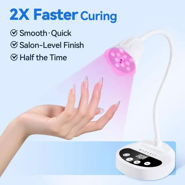 Alt view image 9 of 14 - UV LED Nail Lamp: Portable Cordless 50 mW/cm² Flash Cure Nail Lamp for Gel X & Press-On Nails, Rechargeable USB Gooseneck Nail Dryer with Auto Sensor & 4 Timers for Gel Polish Travel Manicure