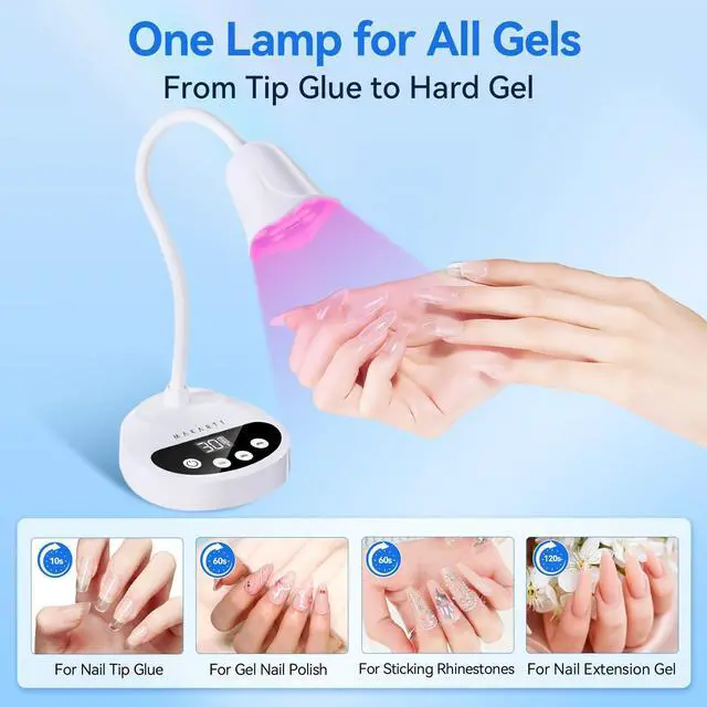 Alt view image 11 of 14 - UV LED Nail Lamp: Portable Cordless 50 mW/cm² Flash Cure Nail Lamp for Gel X & Press-On Nails, Rechargeable USB Gooseneck Nail Dryer with Auto Sensor & 4 Timers for Gel Polish Travel Manicure