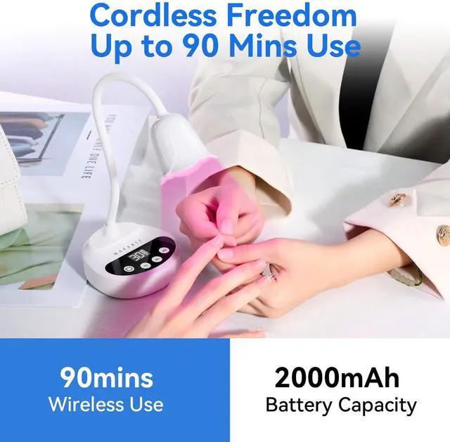 Alt view image 14 of 14 - UV LED Nail Lamp: Portable Cordless 50 mW/cm² Flash Cure Nail Lamp for Gel X & Press-On Nails, Rechargeable USB Gooseneck Nail Dryer with Auto Sensor & 4 Timers for Gel Polish Travel Manicure