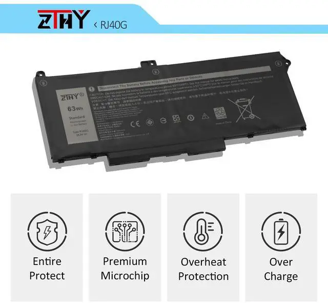 Alt view image 20 of 20 - RJ40G 4-Cell 63Wh Laptop Battery - Replacement for Dell Latitude 14 5420 Latitude 15 5520 Precision 15 3560 Series P137G P104F P104F001 P104F002 075X16 1K2CF WY9DX 0WK3F1 0M3KCN 005R42 M033W 15.2V