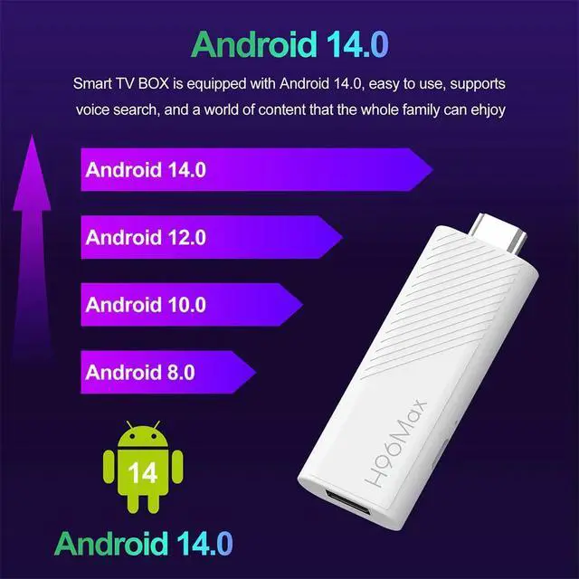 Alt view image 7 of 8 - H96 MAX H313 mini TV Stick Android14 Quad Core 6 BT5.0 4K@60fps ATV Launcher Google Voice Assistant Media Player AI TV SticK
