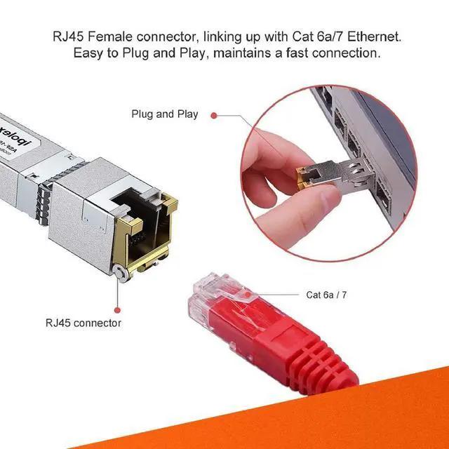 Alt view image 9 of 12 - SFP+ to RJ45 10Gb Module, Support 1G/2.5G/5G/10GBase-T RJ45 SFP+ Module, Compatible for Cisco SFP-10G-T, Ubiquiti UACC-CM-RJ45-MG, Mikrotik, Netgear, TP-Link, D-Link and More, up to 30 Meters