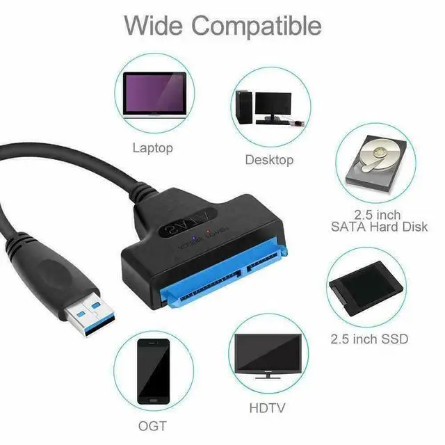 Alt view image 14 of 14 - SATA to USB Cable USB 3.0 to SATA III Hard Drive Adapter Converter for 2.5 Inch SSD & HDD Data Transfer Support UASP (Black) Enterprises USA