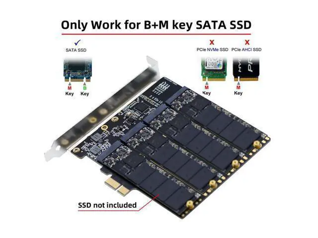 Alt view image 14 of 14 - M.2 SSD to PCI-E X1 Adapter 4 SATA SSD to PCIe 3.0/4.0 Expansion Card Adapter ASM1064 Chipset with 12cm PCI-E Bracket
