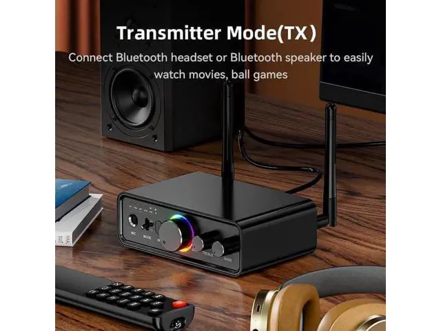 Alt view image 14 of 14 - Bluetooth 5.3 Audio Receiver Transmitter for Home Stereo TV, HiFi Wireless Bluetooth Low Latency Audio Adapter, Supports USB, RCA, 3.5mm AUX, DAC, Coaxial, Optical Input/Output