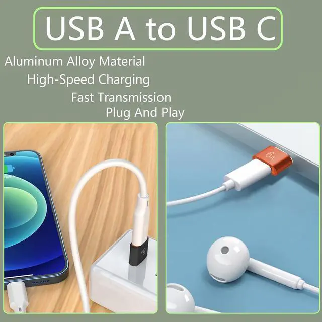 Alt view image 10 of 12 - USB to USB C Adapter 6A Type C Female to USB3.0 A Charger Cable Adapter Converter for Fast Charging & Data-3Pack
