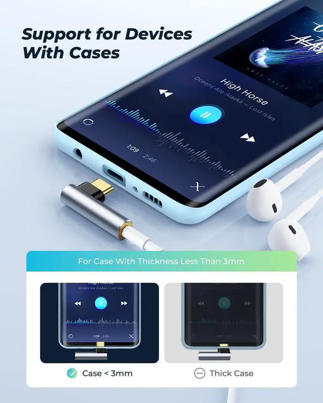 Alt view image 12 of 14 - 2 Pack USB C To 3.5mm Audio Adapter USB Type C To 3.5mm Female Headphone Jack Dongle Aux Adapter DAC Stereo HiFi Right Angle For iPad Pro Air 5 4 Pixel 7 Pro Galaxy S23 S23+ S23 Ultra S22 S21 S20