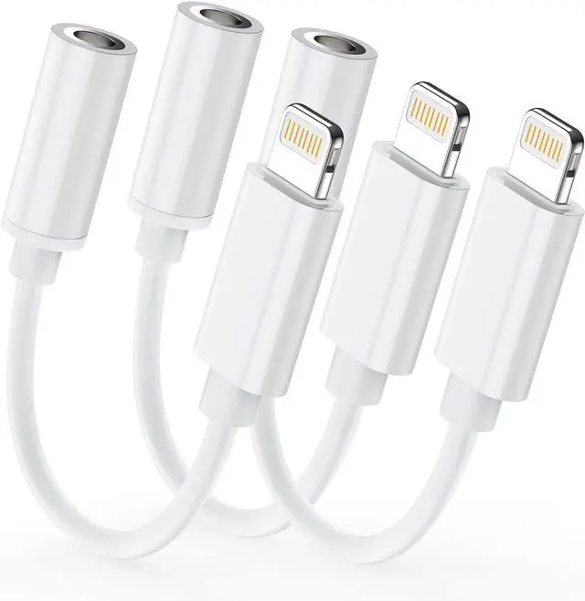 Alt view image 8 of 14 - (Latest Version) iPhone Adapter3 Pack Apple Lightning to 3.5mm Jack Aux Audio Accessories Headset Splitter Adaptor Compatible for Music Compatible with iPhone 14/13/XS/7 8 Support All iOS System