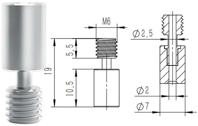 Alt view image 11 of 14 - IdeaFormer Sprite Extruder Heater Block Upgrade High Temperature 300 Kit T4C Titanium Alloy All Metal Heatbreak Nickel Copper Plated Nozzle for Ender 3 S1 S1 Pro CR-10 Smart Pro