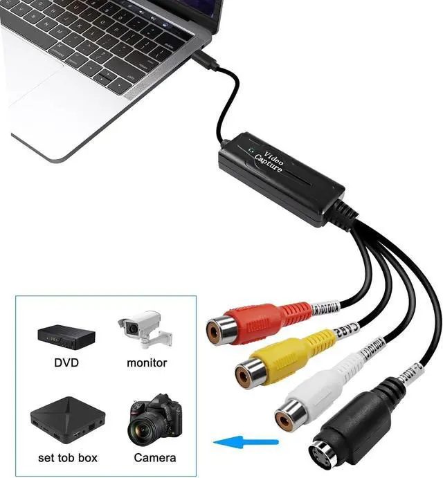 Alt view image 13 of 14 - RCA AV to USB C Converter Video Capture Card Adapter 1 Channel AV NTSC PAL Video S Video/Composite to USB Converter Video Audio RCA for Mobile Phone/PC