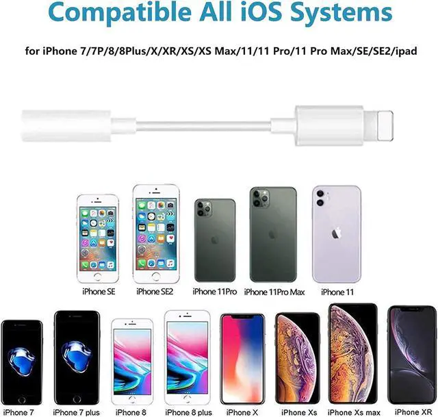 Alt view image 9 of 14 - (Latest Version) iPhone Adapter3 Pack Apple Lightning to 3.5mm Jack Aux Audio Accessories Headset Splitter Adaptor Compatible for Music Compatible with iPhone 14/13/XS/7 8 Support All iOS System