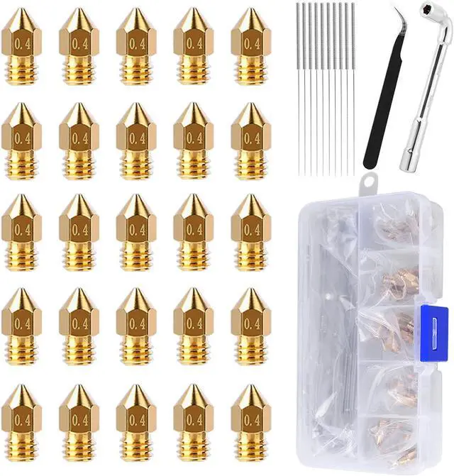 Alt view image 8 of 14 - 25PCS MK8 Ender 3 V2 Nozzles 0.4MM 3D Printer Brass Hotend Nozzles with DIY Tools Storage Box for Creality Ender 3/Ender 3 Pro/Ender 3 Max/Ender 5 Pro/Ender 3 S1/Ender 3 Neo/CR 10 Series 3D Printer