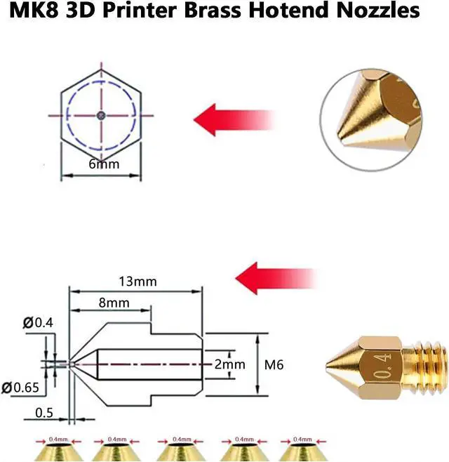 Alt view image 14 of 14 - 25PCS MK8 Ender 3 V2 Nozzles 0.4MM 3D Printer Brass Hotend Nozzles with DIY Tools Storage Box for Creality Ender 3/Ender 3 Pro/Ender 3 Max/Ender 5 Pro/Ender 3 S1/Ender 3 Neo/CR 10 Series 3D Printer