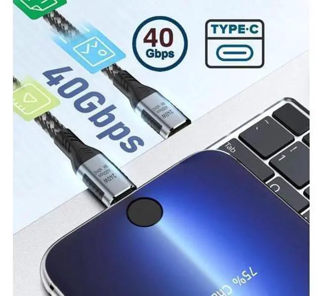 Alt view image 10 of 14 - 50cm USB4 Type-C to Type-C Cable, 240W Fast Charging, 40Gbps Data, 8K@60Hz Video, Backward Compatible with USB3.1 100W