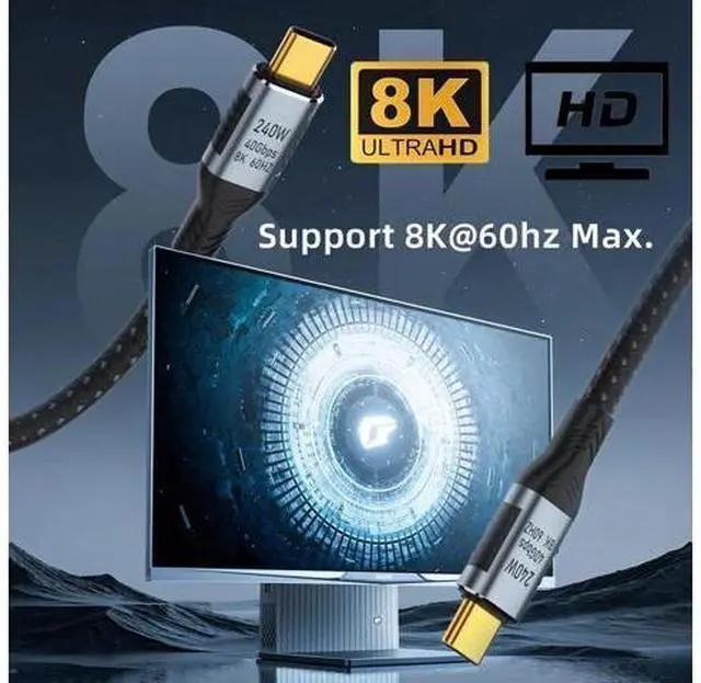 Alt view image 13 of 14 - 50cm USB4 Type-C to Type-C Cable, 240W Fast Charging, 40Gbps Data, 8K@60Hz Video, Backward Compatible with USB3.1 100W