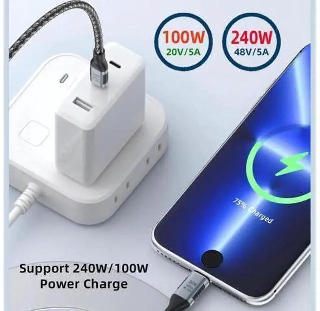 Alt view image 14 of 14 - 50cm USB4 Type-C to Type-C Cable, 240W Fast Charging, 40Gbps Data, 8K@60Hz Video, Backward Compatible with USB3.1 100W