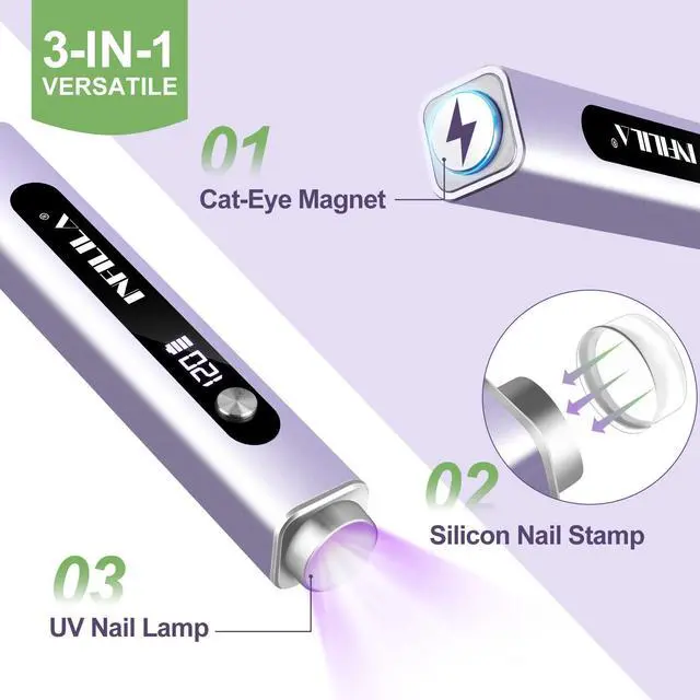 Alt view image 10 of 14 - Handheld UV Light for Gel Nails,3in1 Flash Cure UV Nail Lamp