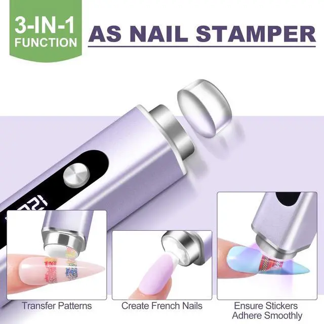 Alt view image 13 of 14 - Handheld UV Light for Gel Nails,3in1 Flash Cure UV Nail Lamp
