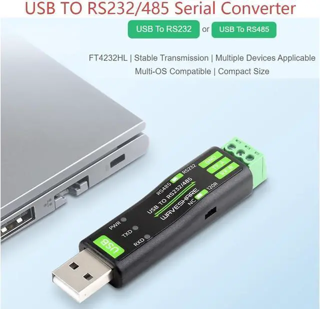 Alt view image 9 of 14 - USB to RS485 or RS232 Serial Converter Adapter Onboard Original FT232RNL Chip built-in self-recovering fuse TVS protection circuit etc. Compatible with Mac Linux Android Win11/10/ 8.1/8/7