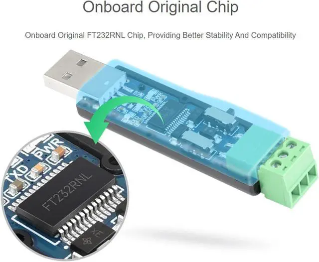 Alt view image 10 of 14 - USB to RS485 or RS232 Serial Converter Adapter Onboard Original FT232RNL Chip built-in self-recovering fuse TVS protection circuit etc. Compatible with Mac Linux Android Win11/10/ 8.1/8/7