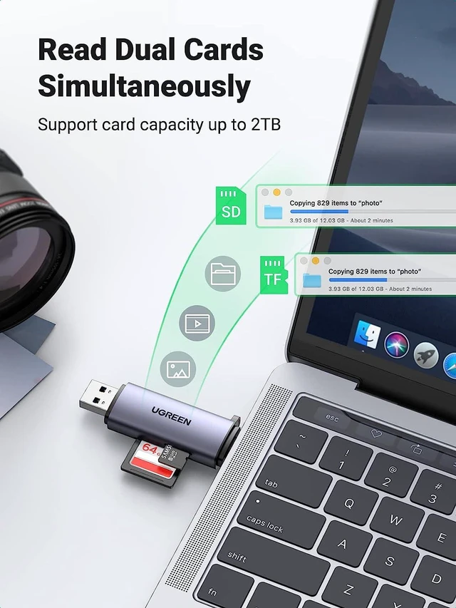 Alt view image 5 of 7 - Vszerda Micro SD Card Reader USB C USB 3.0 to Memory Card Reader Adapter for External Camera Photo SD SDHC SDXC MicroSD UHS-I Compatible with Computer PC MacBook Air Pro Samsung Galaxy S22 iPad Pro