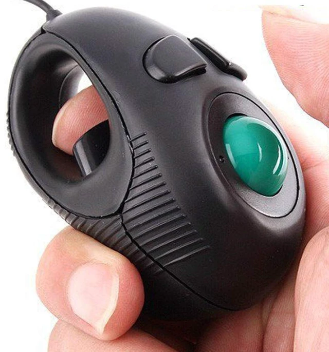 Main image of Wired Handheld Trackball Mouse (USB-A Plug), Off-Table Thumb Controlled Finger Mice for PC/Laptop, Ambidextrous Ergonomic Design