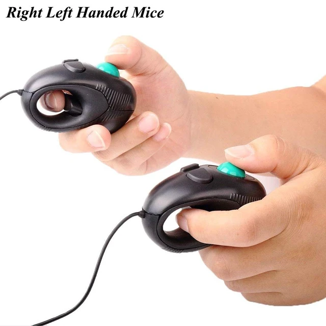 Alt view image 2 of 7 - Wired Handheld Trackball Mouse (USB-A Plug), Off-Table Thumb Controlled Finger Mice for PC/Laptop, Ambidextrous Ergonomic Design
