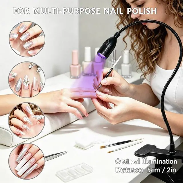 Alt view image 13 of 14 - UV Nail Light LED Flash Cure Lamp,with Gooseneck and Clamp, for Gel Nails
