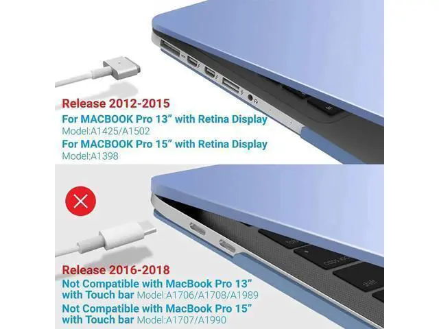 Alt view image 13 of 14 - Compatible with MacBook Pro 15 Inch Case 2019 2018 2017 2016 A1990 A1707, Hard Shell Case with Keyboard Cover & Type C Adapter for Mac Pro 15 Touch Bar Light Blue