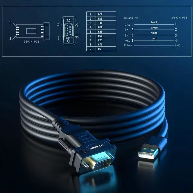 Alt view image 14 of 14 - USB to RS232 USB Serial Adapter with FTDI Chipset USB 2.0 to Male DB9 Serial Cable for Windows 11 10 8 7 Vista XP 2000 Linux and Mac OS(6ft)