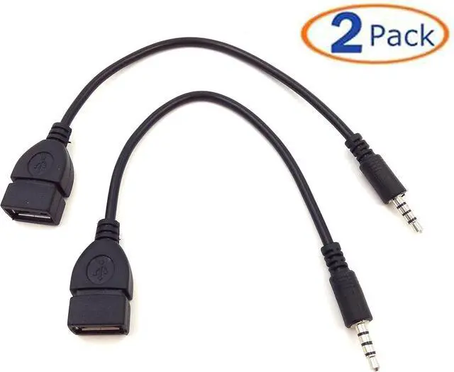 Alt view image 9 of 9 - 2 Pack USB 2.0 A Female to 3.5mm Male Jack Plug Car AUX Audio Converter Adapter Cable