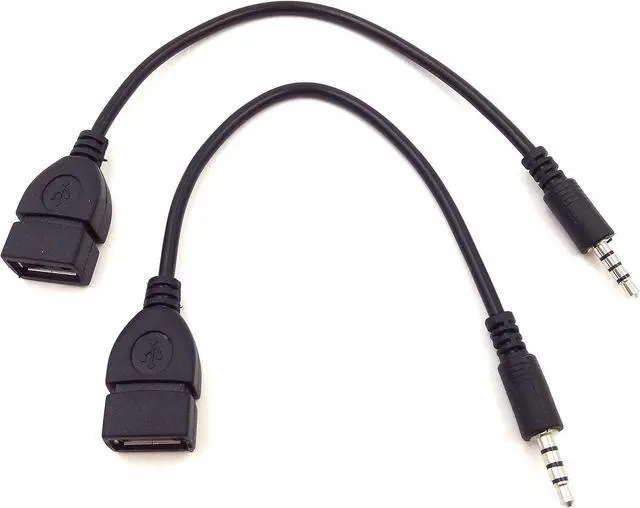 Alt view image 8 of 9 - 2 Pack USB 2.0 A Female to 3.5mm Male Jack Plug Car AUX Audio Converter Adapter Cable
