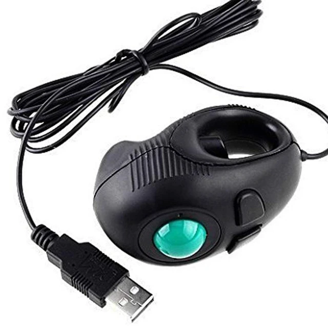 Alt view image 6 of 7 - Wired Handheld Trackball Mouse (USB-A Plug), Off-Table Thumb Controlled Finger Mice for PC/Laptop, Ambidextrous Ergonomic Design