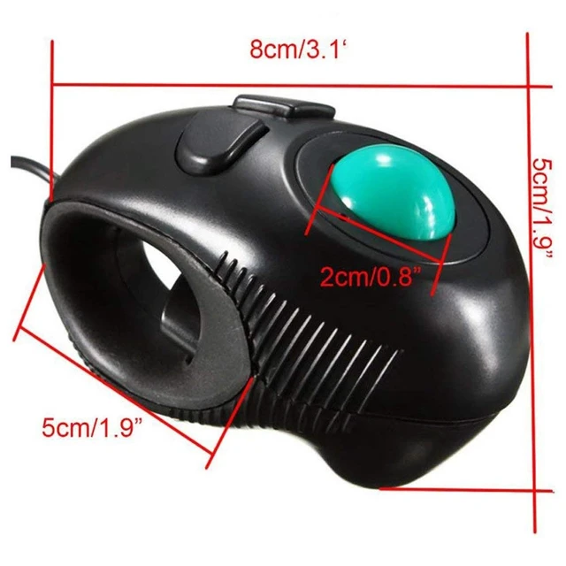 Alt view image 7 of 7 - Wired Handheld Trackball Mouse (USB-A Plug), Off-Table Thumb Controlled Finger Mice for PC/Laptop, Ambidextrous Ergonomic Design