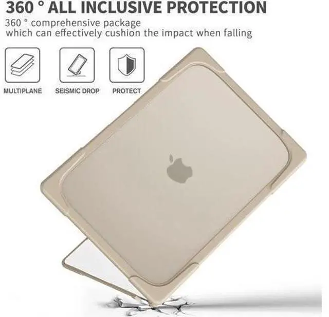 Alt view image 13 of 14 - Compatible with MacBook Air 15 inch Case 2023 Release A2941 M2 Chip with Liquid Retina Display Touch ID, Heavy Duty Rugged Hard Shell Shockproof Cover with Keyboard Skin, Type C Adapter Khaki