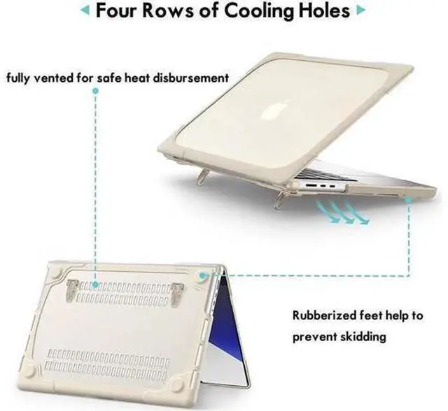 Alt view image 10 of 14 - Compatible with MacBook Air 15 inch Case 2023 Release A2941 M2 Chip with Liquid Retina Display Touch ID, Heavy Duty Rugged Hard Shell Shockproof Cover with Keyboard Skin, Type C Adapter Khaki