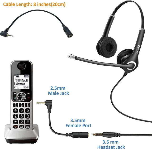 Alt view image 8 of 12 - 3.5mm Female to 2.5mm Male Headphone Adapter Cable Connector Suit for Smartphone Headset Convert to 2.5mm Jack Work for Telephone and Cordless Phones with 2.5mm Headset Jack