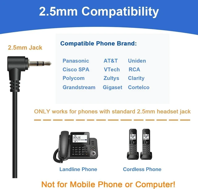 Alt view image 10 of 12 - 3.5mm Female to 2.5mm Male Headphone Adapter Cable Connector Suit for Smartphone Headset Convert to 2.5mm Jack Work for Telephone and Cordless Phones with 2.5mm Headset Jack