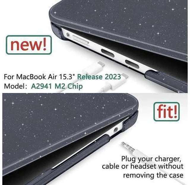 Alt view image 12 of 14 - Compatible with MacBook Air 15 inch Case 2023 Release A2941 M2 Chip Liquid Retina Display Touch ID, Plastic Hard Case with Keyboard Skin & Screen Protector & Type C Adapter For MacBook Air 15.3 Inch