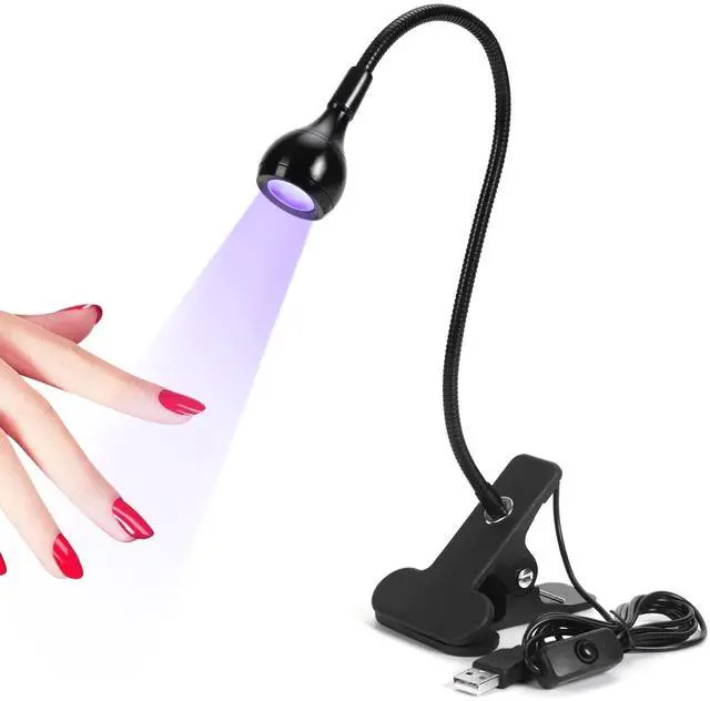 Alt view image 8 of 14 - UV Nail Lamp: Gooseneck LED Nail Flash Cure Lamp for Nails lampara uv/led para uñas de gel with Securing Clip LED Flash Cure Light Manicure Home DIY UV Light for Gel Polish Nail Lamp